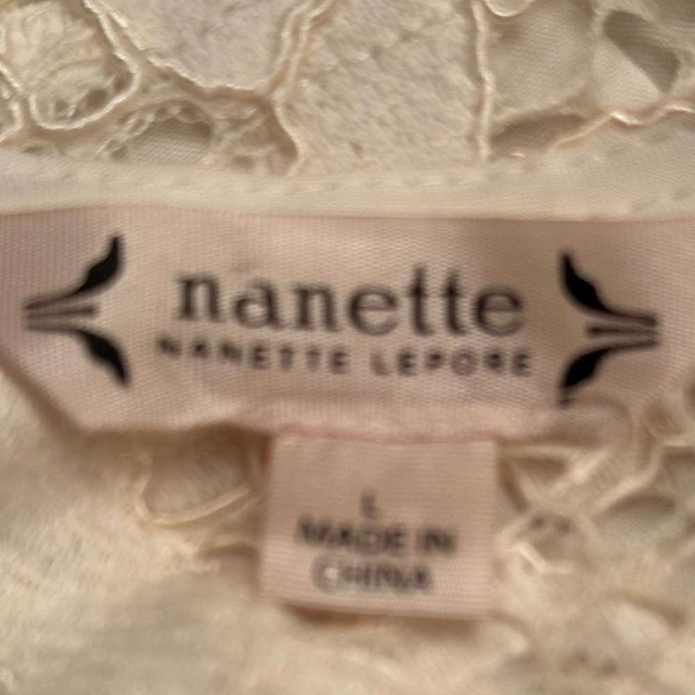 Nanette Lepore Short Sleeve Bone Top with Bow on the Back - Picture 8 of 9